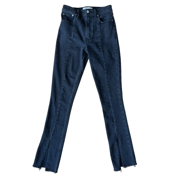 Abercrombie & Fitch Black High Rise Jeans Flared Split Hem Edgy Modern - Size 25 - Picture 2 of 15
